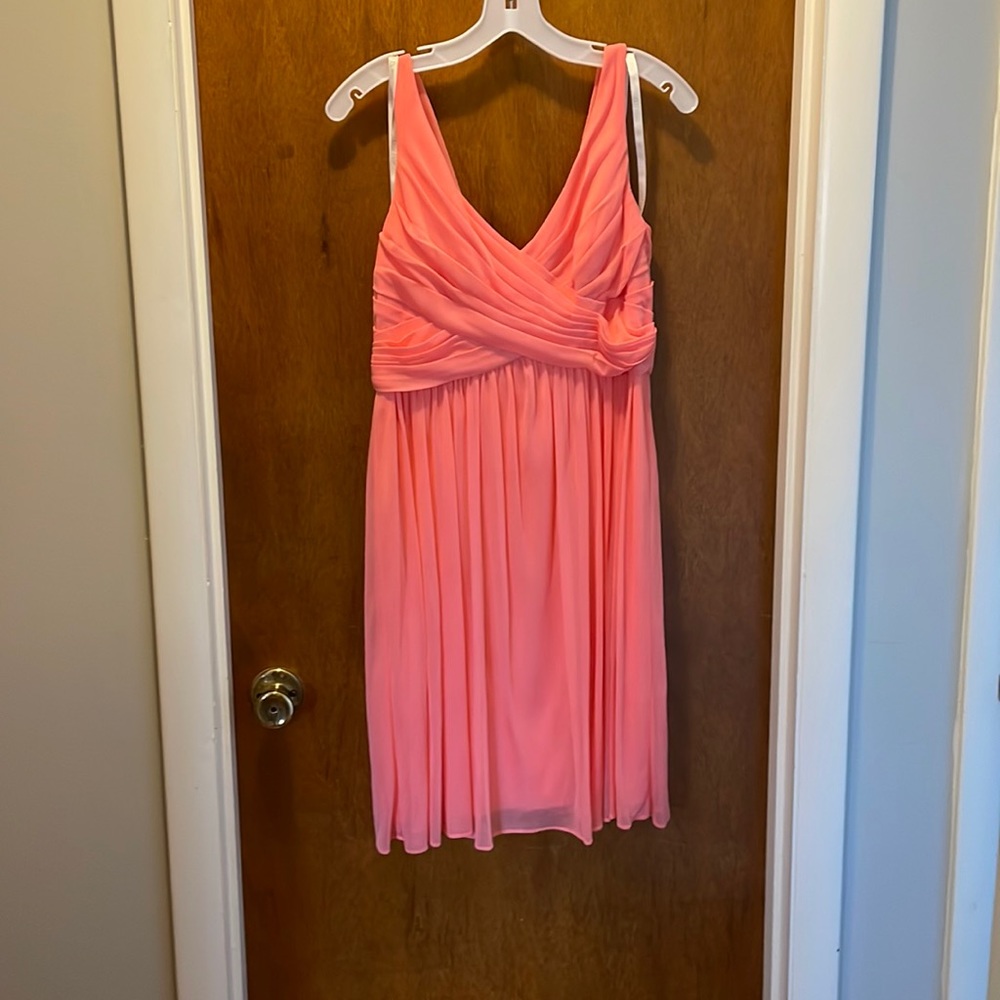 David’s Bridal Coral Reef cowl neck dress EUC